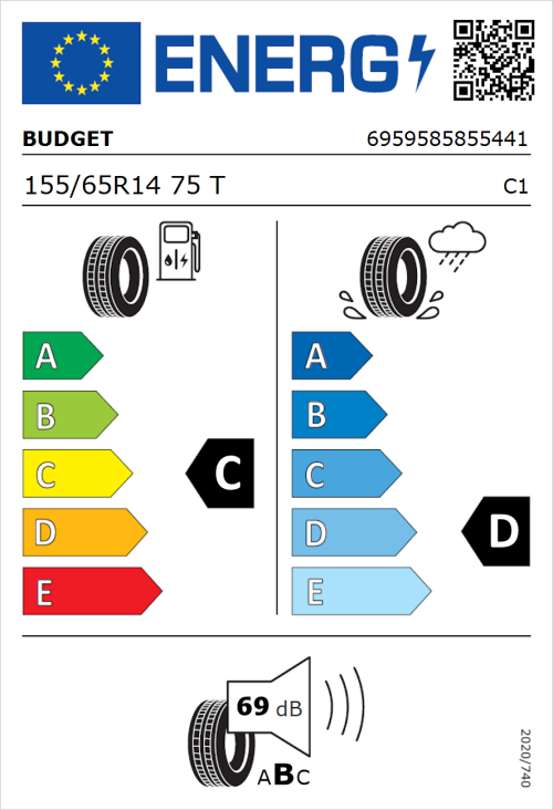 Tyre Label for Budget Budget 155/65R14 75T