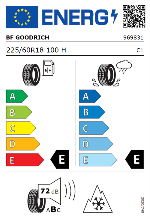 Tyre Label for BF Goodrich Trail-Terrain T/A 225/60R18 100H