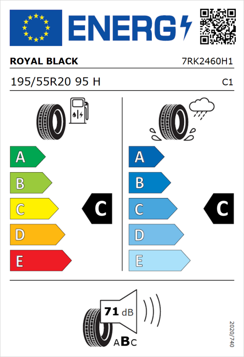 Tyre Label for Royal Black Explorer II 195/55R20 95H