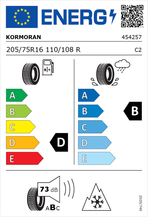 Tyre Label for Kormoran All Season Van 205/75R16 110/108R